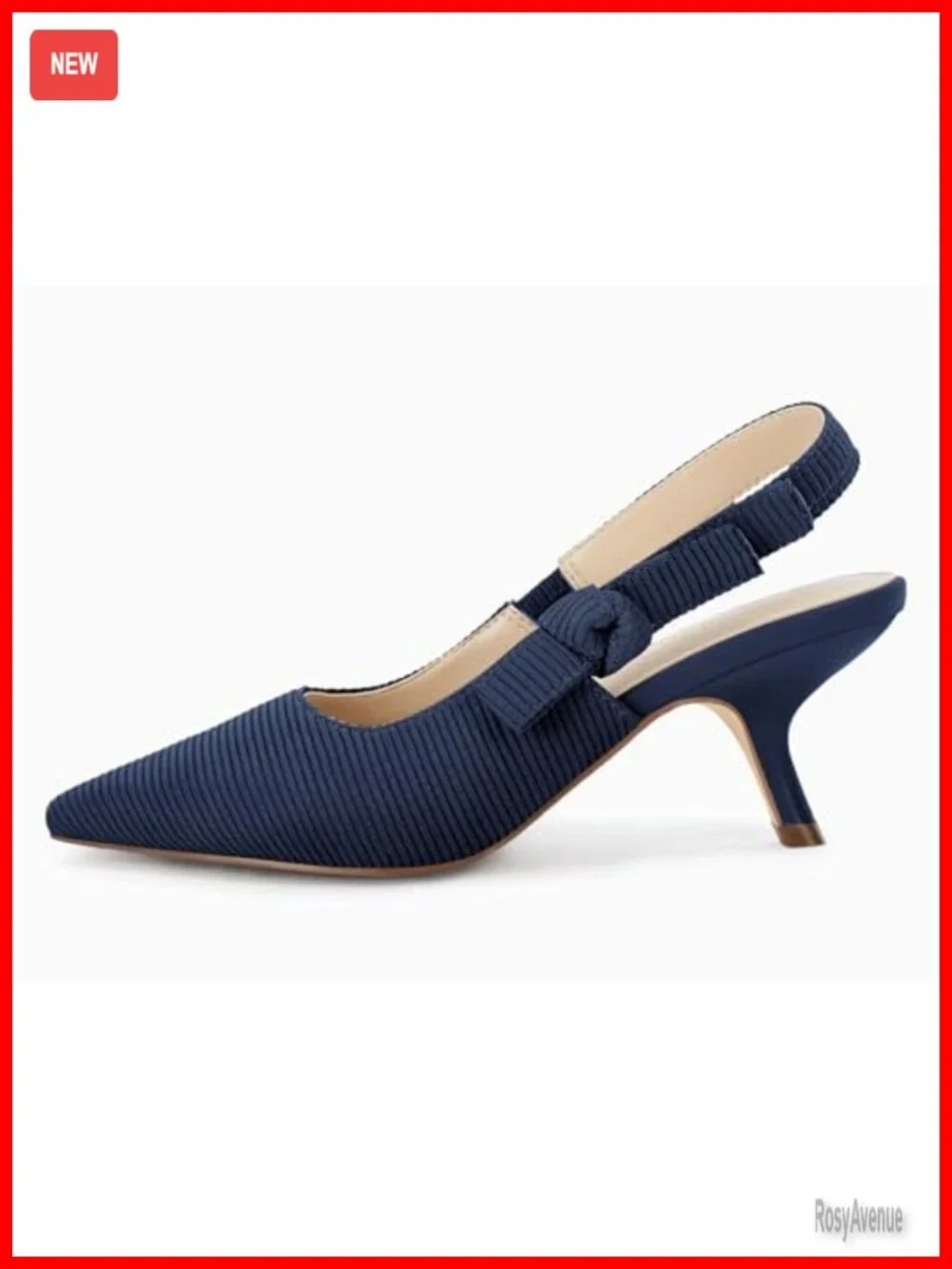 Women's Slingback Kitten Heels Closed Pointed Toe Bowknot Knitted Slip On Work